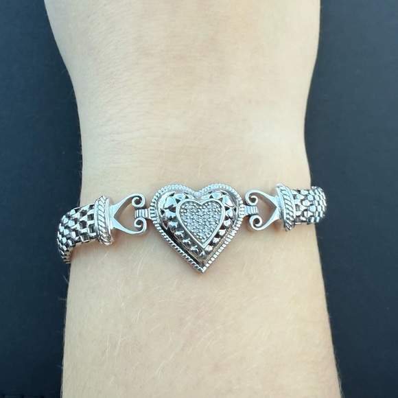Diamond Silver Heart Bracelet - Picture 2 of 5